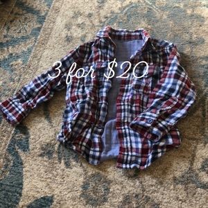 Little rebel plaid flannel 12-18M 3itemsfor$20